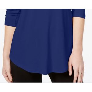 Collezione JM: Top Casual da Donna Taglia XX-Large, Stile Streetwear con Stampa Floreale in Pizzo, Maglia Blu con Chiusura a Cerniera - Product Image 3
