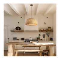 Abat-jour en bambou artisanal personnalisé, style moderne minimaliste traditionnel, écologique, pour les salles à manger/salons intérieurs