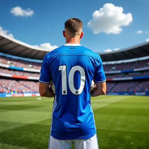 เสื้อเจอร์ซีย์ฟุตบอลพิมพ์ซับลิเมชันเสื้อฝึกซ้อมแขนสั้นผ้าโพลีเอสเตอร์100% แห้งเร็ว - Product Image 4