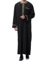 Thobe émirati de luxe noir, Kandura traditionnelle, vêtement arabe élégant, Jubba pour homme, doux et respirant, tenue islamique moderne