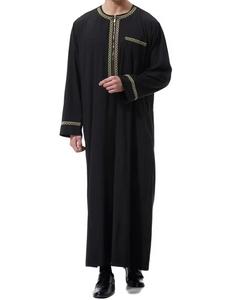 Thobe émirati de luxe noir, Kandura traditionnelle, vêtement arabe élégant, Jubba pour homme, doux et respirant, tenue islamique moderne - Product Image 5