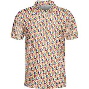 Polo en coton piqué personnalisé avec motif d'ours de dessin animé, vêtements de rue décontractés pour hommes, coupe régulière, impression de logo, cadeaux en gros - Product Image 4
