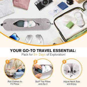 หมอนรองคอสำหรับกระเป๋าเดินทางแบบพิเศษใช้เปลี่ยนได้ผ้าคลุมกำมะหยี่นุ่มไม่ใช้ลาเท็กซ์ - Product Image 2