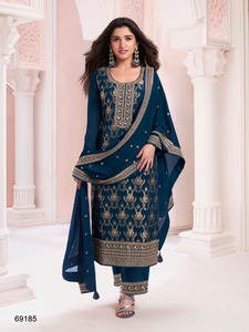 Premium pakistanais hiver Shalwar Kameez costume Viscose Jacquard haut terne Santoon bas brodé Chinon soie Dupatta fantaisie - Product Image 3