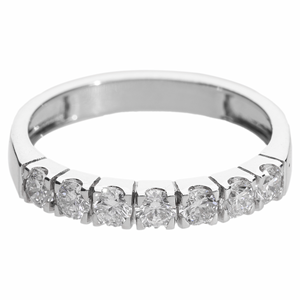 Anillo de Media Eternidad con Diamantes Naturales de 0.77 Quilates, Chapado en Oro de 14K y Rodio, Siete Diamantes Brillantes con Corte Brillante en Canal - Product Image 3