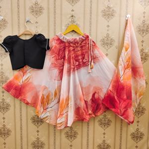 Ensemble Lehenga Choli ethnique pour enfants Shoryam, prêt à porter, vente en gros |   Lehenga imprimé longueur ras du sol pour filles, tenue de fête Diwali - Product Image 2