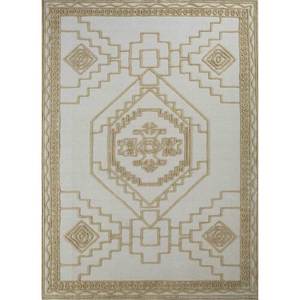 พรมขนสัตว์ทอมือสีเบจและสีน้ำตาลลายเรขาคณิตคลาสสิกแบบนามธรรม หนา 10 มม. รูปทรงสี่เหลี่ยมผืนผ้า สำหรับห้องนั่งเล่น รุ่น Phwl-221 - Product Image 1