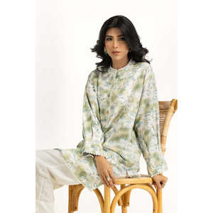 Ensemble coordonné imprimé en coton viscose Khaddar IUSTTS-1365, tenue 2 pièces pour le printemps/été, taille XS, haut et short - Product Image 2