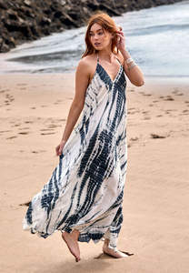 Nuevo vestido de rayón Tie Dye para mujer, vestido largo para el verano, ropa de playa, vestido largo Maxi con cuello en V, perfecto para el vestido de verano caliente - Product Image 6