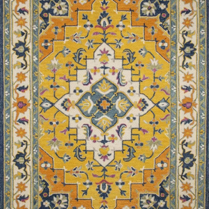 พรมปูพื้นขนแกะด้วยมือดีไซน์ลายดอกไม้แบบดั้งเดิมมีขอบแบบนามธรรมสำหรับห้องนั่งเล่นห้องนอนห้องโถงของตกแต่ง - Product Image 1