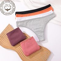Tanga de Algodón y Spandex para Mujer, Diseño Sólido, Sexy, Suave, Elástica, Transpirable, Ecológica, Sin Costuras, de Talle Bajo