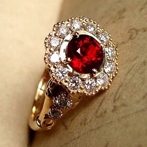 Anillo de compromiso de granate redondo de Plata de Ley 925 hecho a mano estilo Vintage banda de boda diamante perla conjunto de perlas 14K pureza de Metal - Product Image 2