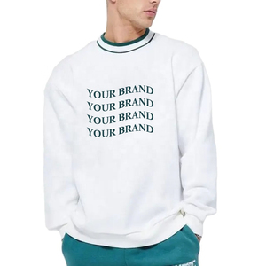 OEM personalizado a rayas acanalado cuello redondo sudadera logotipo personalizado de alta calidad para hombre de algodón de gran tamaño acanalado moda sudadera - Product Image 5