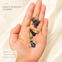 Collection de Breloques Abeilles et Insectes Colorés Inspirés de la Nature en Zircon Cubique, Pendentifs Géométriques en Or 18K, Fournisseur en Gros Personnalisé