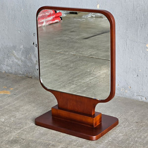 Reddish-Brown Wood Standing Makeup <b>Mirror</b> Desktop GNG009 Single Side <b>Foldable</b> - Product Image 2