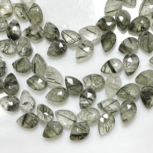 Perles de briolette en forme de poire et de feuille de rutile vert perles de pierre précieuse naturelle en gros pour bijoux - Product Image 3