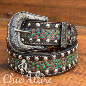 เข็มขัดหนังวัวแท้สำหรับผู้ชายและผู้หญิงสุดหรูเข็มขัดหนังวัวแท้แบบติดปุ่มปรับแต่งได้สำหรับงานเลี้ยงตอนเย็นแนววินเทจ - Product Image 1