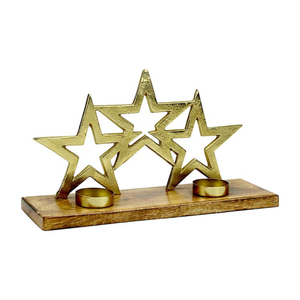 Vente en gros de bougeoirs faits à la main en argent sur socle en bois de manguier table décorative de Noël pour la décoration intérieure et les cadeaux - Product Image 6