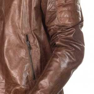 แจ็กเก็ตหนังสำหรับนักขี่จักรยานของผู้ชายเสื้อแจ็คเก็ตหนังวัว100% เข้ารูปแฟชั่นสำหรับนักขี่มอเตอร์ไซค์ฤดูหนาว - Product Image 5