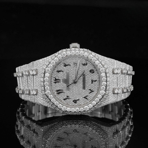 Top Brand Two Tone Dial Bling Fashion Automatic Iced Out Unisex Moissanite Lab grown Diamond Watch - Product Image 2