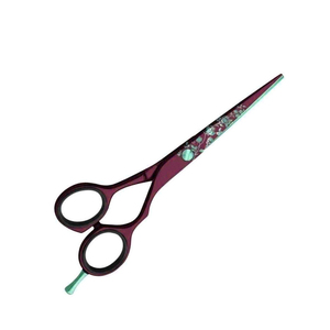 Ciseaux professionnels élégants de salon de coiffure marron ciseaux de coupe de cheveux de beauté avec repose-doigt laisser poignée en acier enduit de papier - Product Image 4