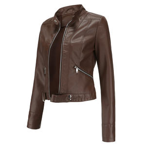 Women Real Leather Jacket New Design Style Wholesale Windproof Genuine Leather Zipper up <b>Waterproof</b> Jacket Women's <b>Clothing</b> 2026 - Product Image 1