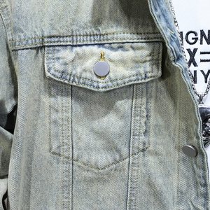 <b>Mens</b> Casual <b>Denim</b> <b>Jacket</b> Spring Fall Single Breasted Metallic Button Jean <b>Jacket</b> Fashion Streetwear Outerwear - Product Image 3