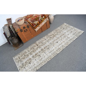 Alfombra Turca, Alfombra de Pasillo de 2.3x6.1 pies, Alfombra de Lana Blanca y Negra - Product Image 1