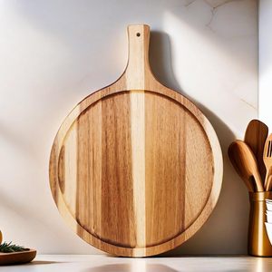 Tabla de cortar de bambú con bloque de corte Mango agarrado Ecológico Fácil de limpiar para servir carne Queso Pan Verduras Frutas - Product Image 5