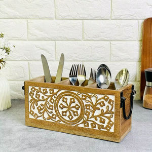 Soporte de Pared para Cucharas con Forma de Cuerno, Estilo Animal, Hecho a Mano, Acabado Rústico Natural, Decoración de Cocina Única - Product Image 1