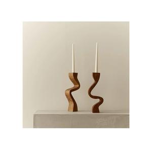 Support de bougie en bois massif écologique de qualité supérieure pour la décoration de la maison avec finition naturelle, design élégant et utilisation pour Noël - Product Image 1