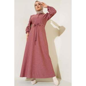 Robe rayée coupe fine Dusty Rose - Product Image 3