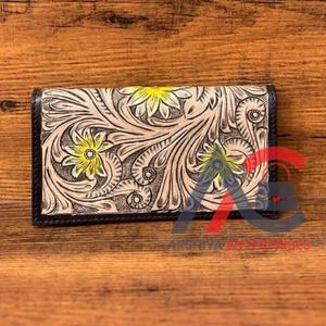 ใหม่จริงHandcrafted TooledหนังBifold Clutchesผู้หญิงออกแบบกระเป๋าสตางค์ร้อนขายTooledหนังที่ไม่ซ้ํากันสไตล์กระเป๋าสตางค์ - Product Image 1