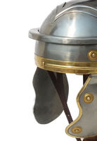 Casque de centurion romain avec panache noir et or Casque de soldat romain médiéval Cosplay Armure de chevalier pour reconstitution Costume équitable