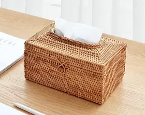 Couverture de boîte à mouchoirs carrée en rotin du Vietnam tissé à la main OEM variété de couleurs centres de table décoration table et accessoires de bain - Product Image 4