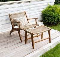 Ensemble de table et de chaises de salle à manger d'extérieur en teck de haute qualité pour jardin, patio, parc, villa, balcon