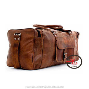 Sacs à bagages de gymnastique en cuir marron pour sac de voyage en cuir véritable Vintage taille personnalisée en 27243 RVM0015 unisexe - Product Image 1