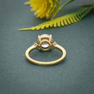 Mejor oferta IGI certificado laboratorio cultivado diamante chapado en oro 925 Plata tres piedras anillo de compromiso joyería de moda para mujeres regalos - Product Image 4