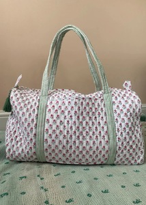 Bolsa de Lona Acolchada con Estampado de Bloque Bohemio para Mujer, Equipaje de Mano de Viaje Deportivo Vintage, Estilo Indio, Bolsa de Noche/Fin de Semana - Product Image 2