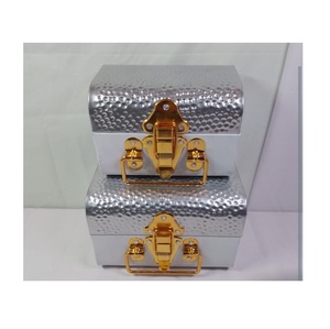 ชุดกล่องเก็บของสำหรับหอพักโลหะแนววินเทจ2กล่องสำหรับการตกแต่งและล็อคได้สีเทาเปิดตัวใหม่ - Product Image 6