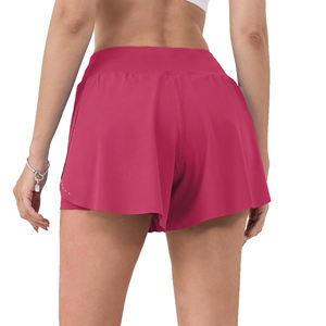Shorts pour femmes haute élastique Gym Fitness taille haute motard Logo personnalisé dames Yoga entraînement Shorts de course pour les femmes motif solide - Product Image 6