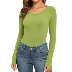 เสื้อยืดแขนยาวทรงเข้ารูป คอกลม ผลิตจากเส้นใยไผ่ เป็นมิตรต่อสิ่งแวดล้อม ระบายอากาศได้ดี แห้งเร็ว แฟชั่นสำหรับผู้หญิง - Product Image 3