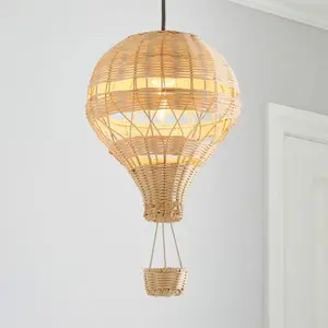 New Design Hot Air Balloon Rattan Easy Fit Pendant Ceiling Lights Kid's Room Lampshade decor high quality