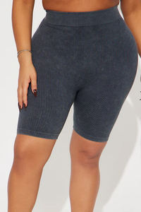 Pantalones cortos de entrenamiento acanalados para mujer, pantalones cortos de motociclista con Control de barriga sin costuras, pantalones de elevación, pantalones cortos de Fitness para correr de Color sólido - Product Image 5