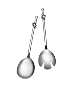 Nouveau service à salade en acier inoxydable Set de cuillères avec ensemble de salade unique poli naturel mot exigeant - Product Image 5