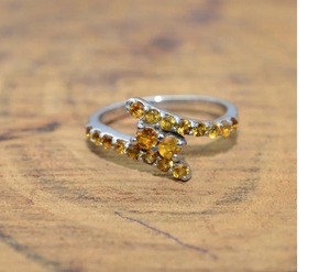 Corte amarillo citrino 925 plata esterlina piedra preciosa natural elegante hecho a mano anillo de forma redonda para mujer regalo para cumpleaños - Product Image 1