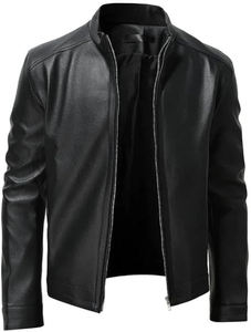 Blouson aviateur en cuir PU pour homme personnalisé, de haute qualité, coupe-vent, nouveau design, blouson en cuir à capuche pour homme pour l'hiver - Product Image 5