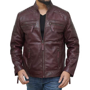 Chaqueta de Cuero Genuino de Piel de Oveja para Hombre, Diseño Profesional, Estilo Motero, con Cuello Alto, para Otoño/Invierno - Product Image 5