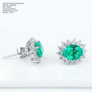 Juego de Joyería de Lujo con Zafiro Cultivado en Laboratorio, Plata de Ley 925, Anillo Halo, Aretes y Colgante para Mujer, para Bodas y Regalos - Product Image 5