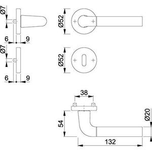 Juego de Rosetas Bremen 1505/42KV/42KVS para Persianas Redondas OB DIN Izquierda/Derecha D/D HOPPE de Aluminio F49/F9-2 - Product Image 1
